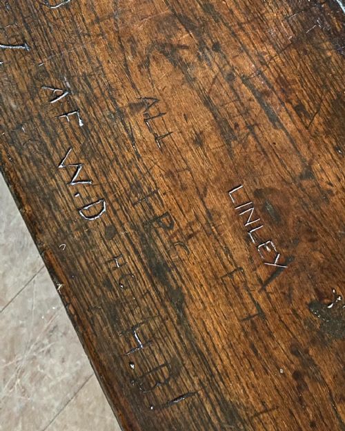 18THC GRAFFITIED OAK REFECTORY TABLE - ADDITIONAL PHOTO 6