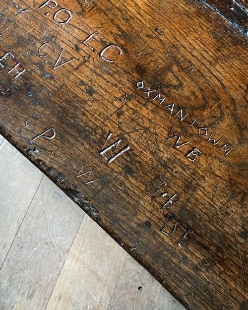 18THC GRAFFITIED OAK REFECTORY TABLE - ADDITIONAL PHOTO 7