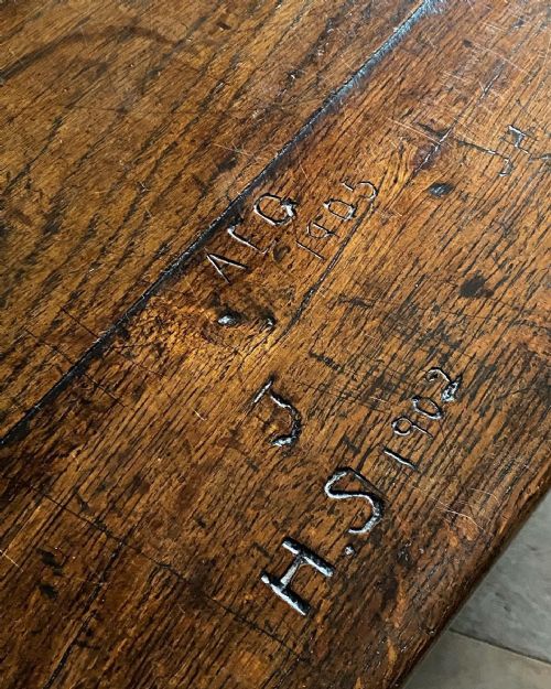 18THC GRAFFITIED OAK REFECTORY TABLE - ADDITIONAL PHOTO 8
