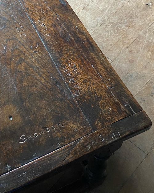18THC GRAFFITIED OAK REFECTORY TABLE - ADDITIONAL PHOTO 10