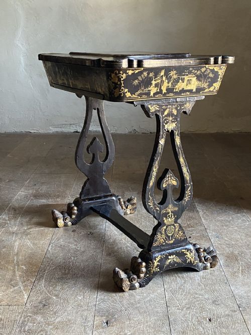 lacquered chinese work table - CATEGORY: ANTIQUE TABLES - DATED REGENCY