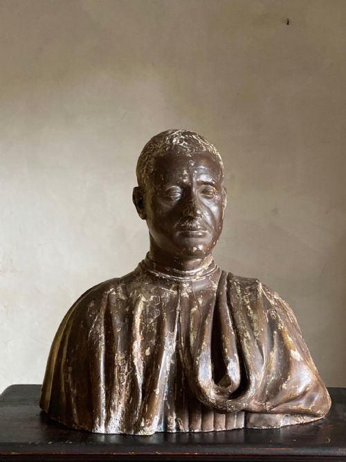 PAINTED ANTIQUE PLASTER BUST - ADDITIONAL PHOTO 1