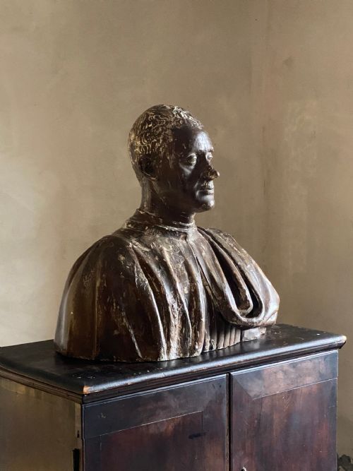 PAINTED ANTIQUE PLASTER BUST - ADDITIONAL PHOTO 2