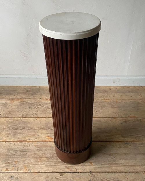 19THC FLUTED MAHOGANY PEDESTAL COLUMN - ADDITIONAL PHOTO 2