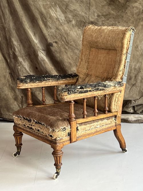 19THC OAK FRAMED OPEN ARMCHAIR - ADDITIONAL PHOTO 3