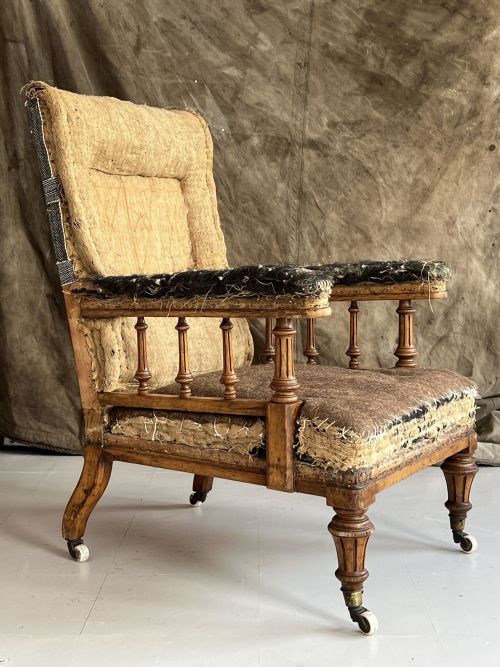 19THC OAK FRAMED OPEN ARMCHAIR - ADDITIONAL PHOTO 4