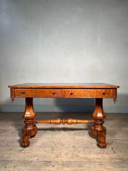 late regency birdseye maple writing table - CATEGORY: ANTIQUE TABLES - DATED REGENCY