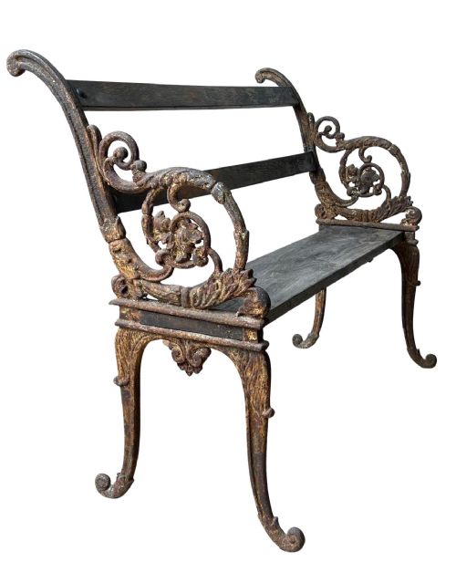 19thc cast iron bench - CATEGORY: ANTIQUE FURNITURE - DATED 19TH CENTURY