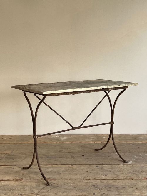 WROUGHT IRON AND MARBLE TOP GARDEN TABLE - ADDITIONAL PHOTO 2