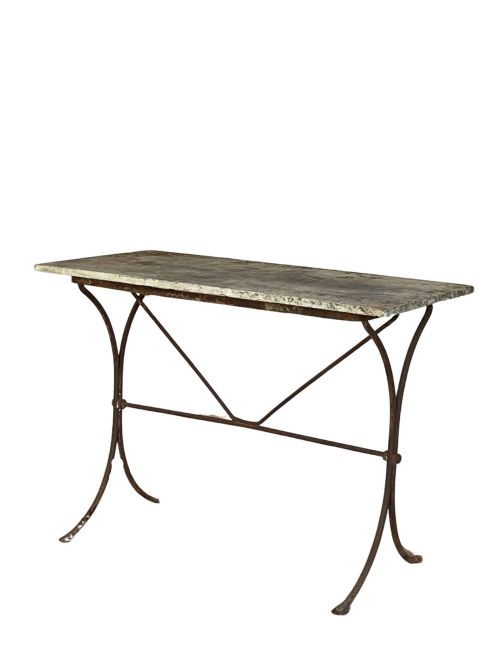 WROUGHT IRON AND MARBLE TOP GARDEN TABLE - ADDITIONAL PHOTO 4