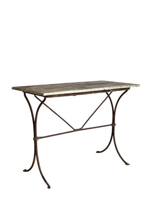 WROUGHT IRON AND MARBLE TOP GARDEN TABLE - ADDITIONAL PHOTO 5