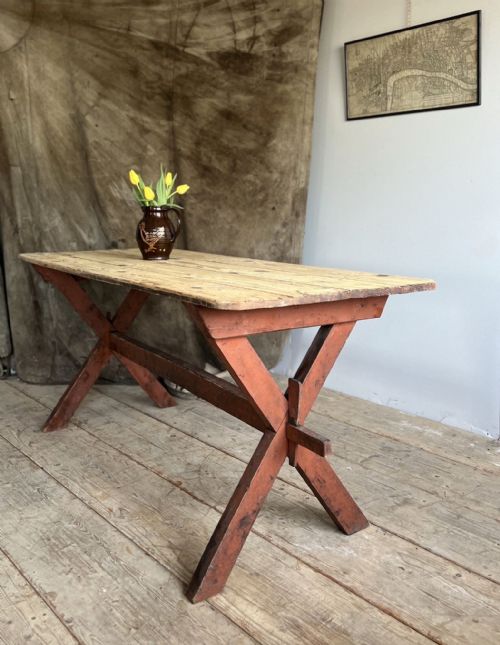 19THC X FRAME TAVERN TABLE - ADDITIONAL PHOTO 1