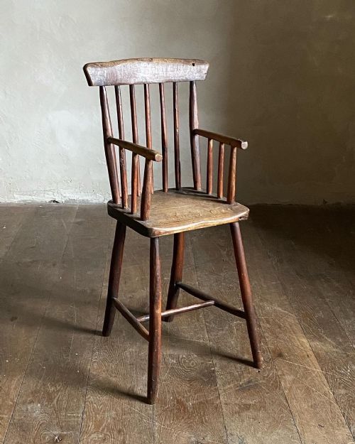 primitive childs stick back highchair - CATEGORY: ANTIQUE CHAIRS - DATED GEORGIAN