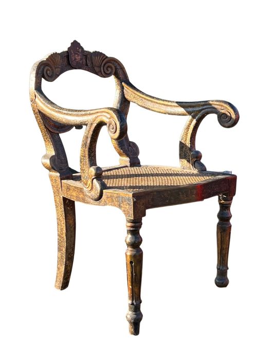 an early 19thc decorated armchair - CATEGORY: ANTIQUE CHAIRS - DATED REGENCY