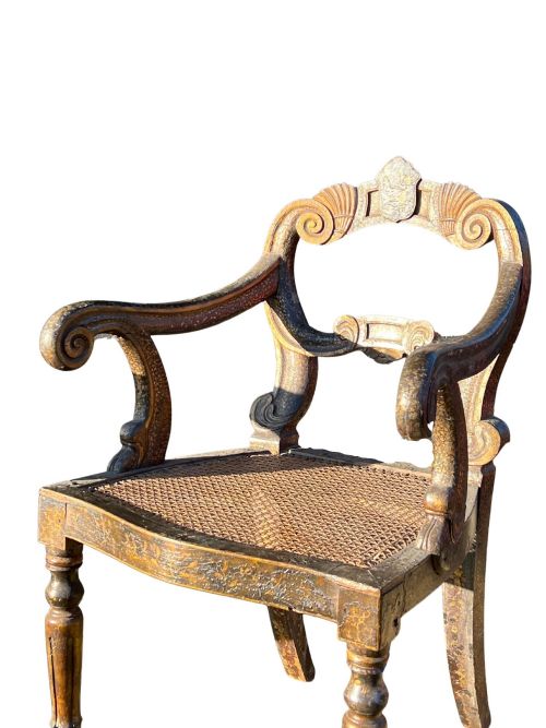 AN EARLY 19THC DECORATED ARMCHAIR - ADDITIONAL PHOTO 1
