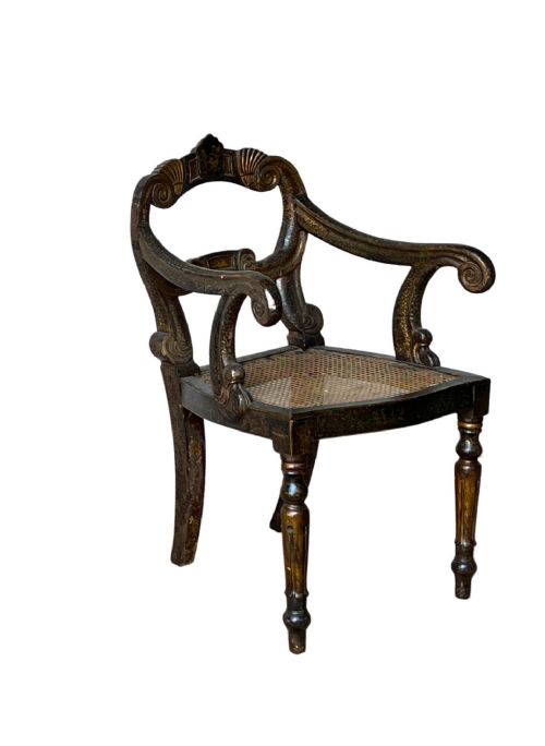 AN EARLY 19THC DECORATED ARMCHAIR - ADDITIONAL PHOTO 2