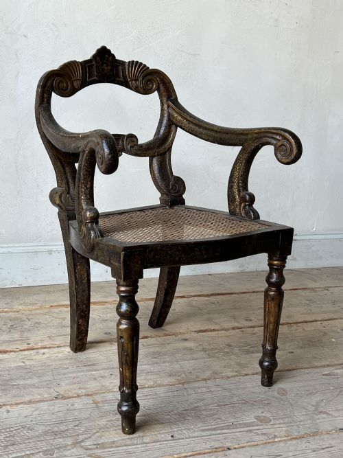 AN EARLY 19THC DECORATED ARMCHAIR - ADDITIONAL PHOTO 5
