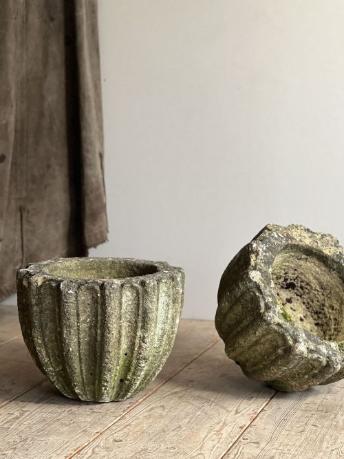 a pair of antique carved cotswold stone planters - CATEGORY: ANTIQUE MISCELLANEOUS - DATED GEORGIAN