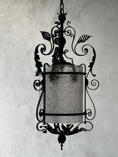 arts and crafts steel lantern - CATEGORY: ANTIQUE LIGHTING - DATED 19TH CENTURY