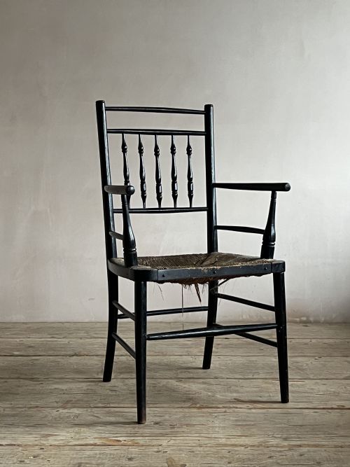 EBONISED MORRIS STYLE SPINDLE BACK ARMCHAIR - ADDITIONAL PHOTO 1