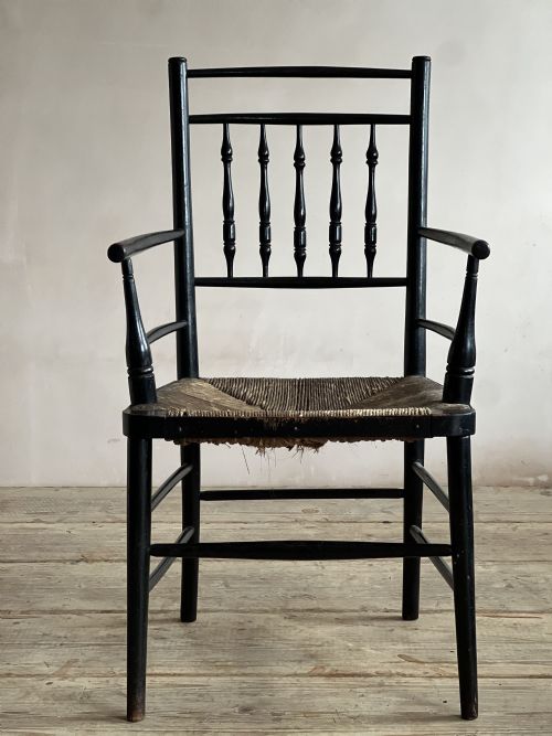 EBONISED MORRIS STYLE SPINDLE BACK ARMCHAIR - ADDITIONAL PHOTO 2
