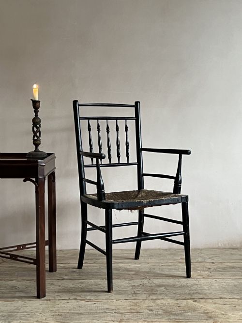 EBONISED MORRIS STYLE SPINDLE BACK ARMCHAIR - ADDITIONAL PHOTO 3