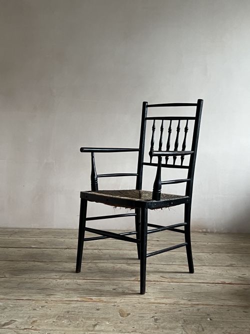EBONISED MORRIS STYLE SPINDLE BACK ARMCHAIR - ADDITIONAL PHOTO 5