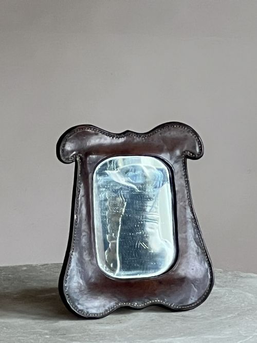 leather campaign mirror - CATEGORY: ANTIQUE MIRRORS - DATED EDWARDIAN