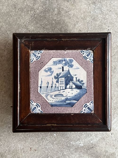 dutch delft manganese tile - CATEGORY: ANTIQUE CERAMICS - DATED 18TH CENTURY