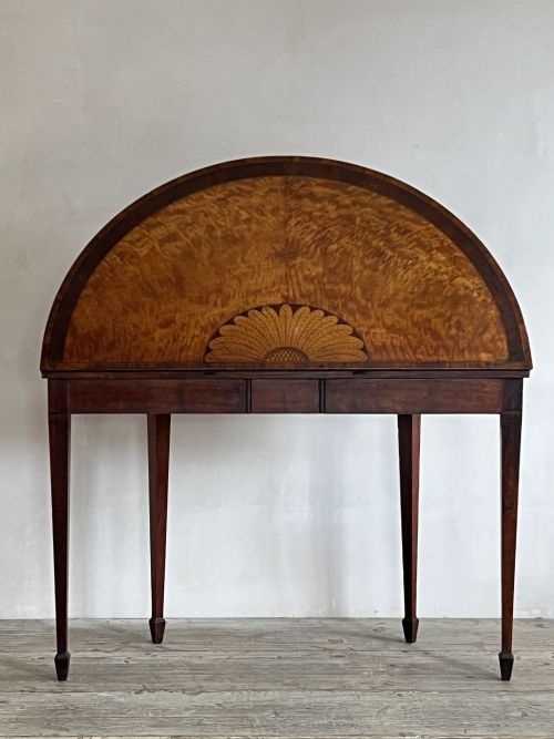 18thc satinwood demi lune card table - CATEGORY: ANTIQUE TABLES - DATED GEORGIAN