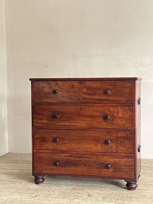 19thc camphor wood campaign chest of drawers - CATEGORY: ANTIQUE CHEST OF DRAWERS - DATED 19TH CENTURY