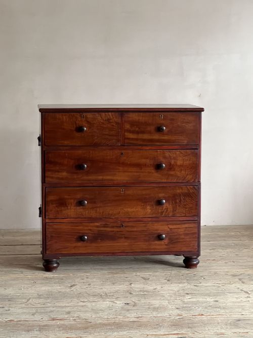 19THC CAMPHOR WOOD CAMPAIGN CHEST OF DRAWERS - ADDITIONAL PHOTO 1