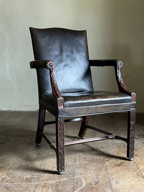 chippendale style gainsborough library chair - CATEGORY: ANTIQUE CHAIRS - DATED GEORGIAN