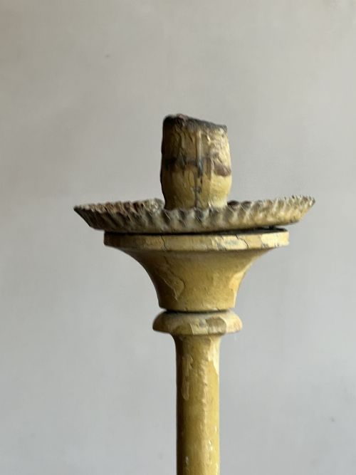 18THC PAINTED WOODEN CANDLESTICKS - ADDITIONAL PHOTO 6