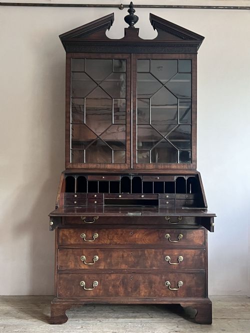 18thc mahogany bureau bookcase - CATEGORY: ANTIQUE BUREAU - DATED GEORGIAN