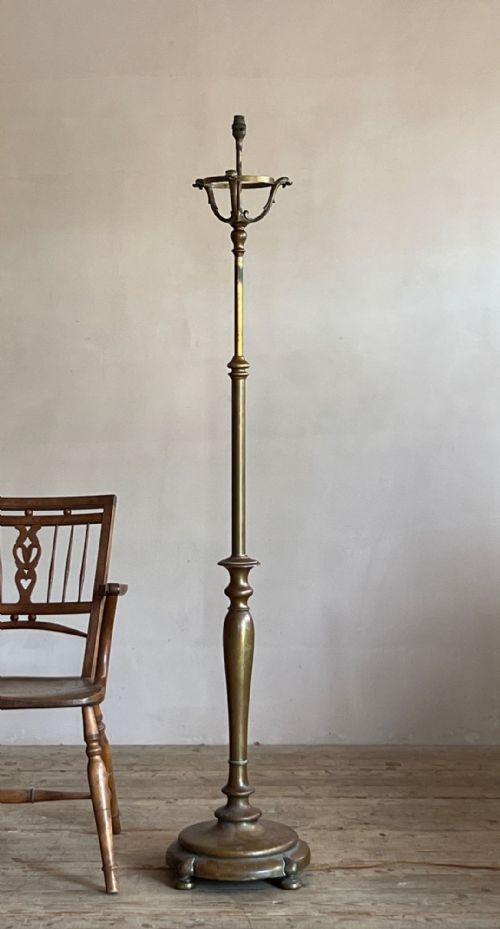 brass nouveau standard lamp - CATEGORY: ANTIQUE LIGHTING - DATED EDWARDIAN