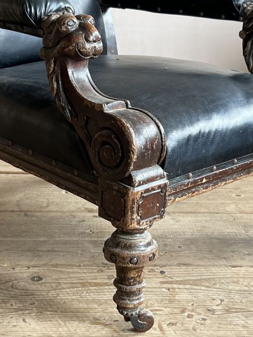 LIBRARY ARMCHAIR WITH LION MASK ARMS - ADDITIONAL PHOTO 1