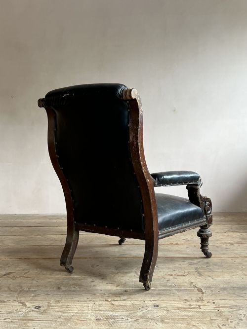 LIBRARY ARMCHAIR WITH LION MASK ARMS - ADDITIONAL PHOTO 2