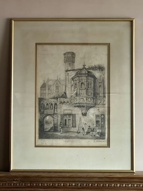 PENCEL AND WASH DRAWING AN CORBEAU LOGEMENT AT COBLENTZ