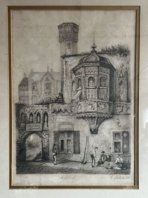 PENCEL AND WASH DRAWING AN CORBEAU LOGEMENT AT COBLENTZ - ADDITIONAL PHOTO 5