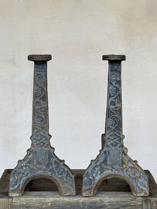 GOTHIC CAST IRON ANDIRONS - ADDITIONAL PHOTO 2