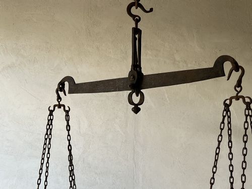 HUGE ANTIQUE WROUGHT IRON BALANCE SCALES - ADDITIONAL PHOTO 1