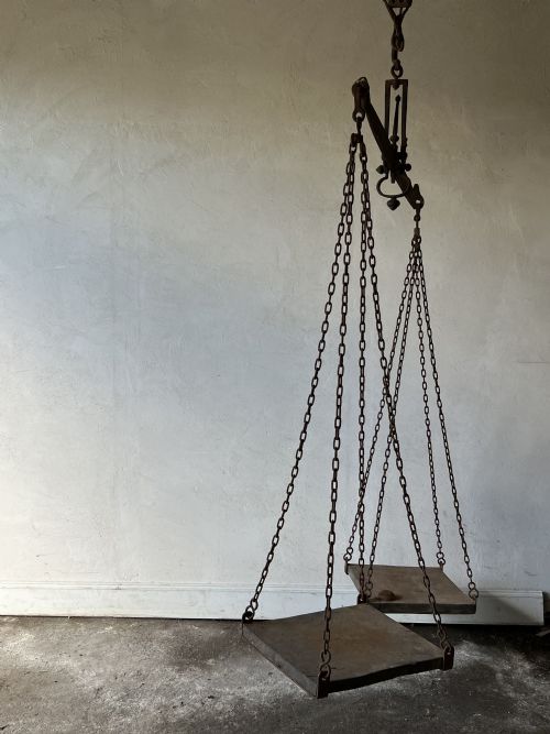 HUGE ANTIQUE WROUGHT IRON BALANCE SCALES - ADDITIONAL PHOTO 2