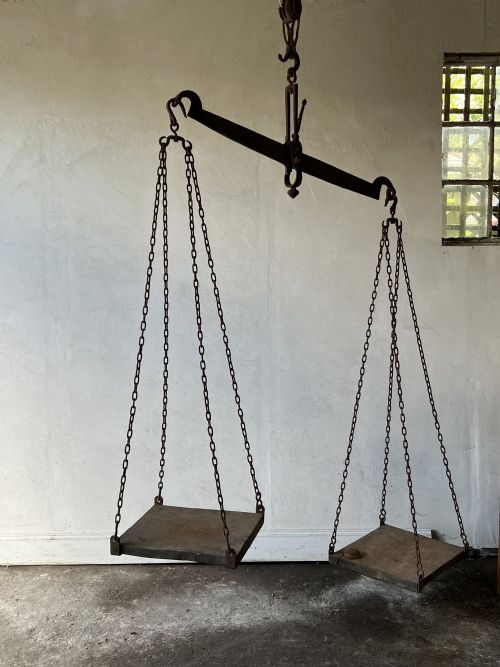 HUGE ANTIQUE WROUGHT IRON BALANCE SCALES - ADDITIONAL PHOTO 3
