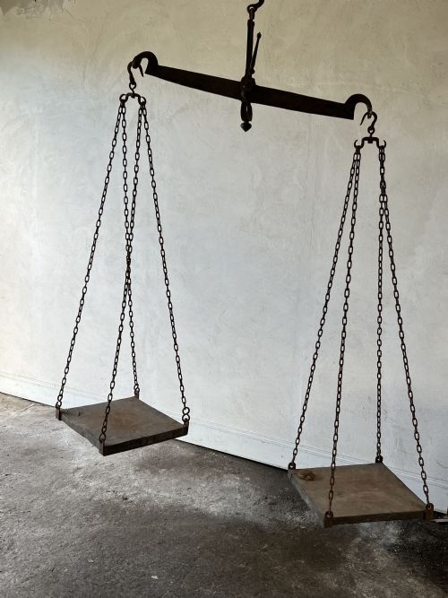 HUGE ANTIQUE WROUGHT IRON BALANCE SCALES - ADDITIONAL PHOTO 6