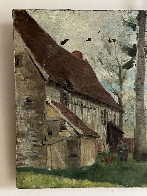 EARLY 20THC OIL ON CANVAS FARMHOUSE SCENE - ADDITIONAL PHOTO 1