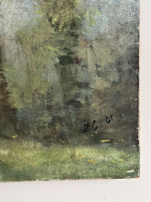EARLY 20THC OIL ON CANVAS FARMHOUSE SCENE - ADDITIONAL PHOTO 4