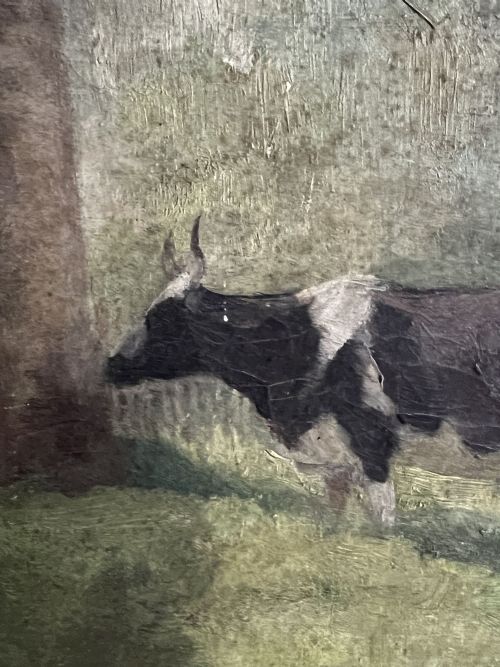 EARLY 20THC OIL ON CANVAS FARMHOUSE SCENE - ADDITIONAL PHOTO 5