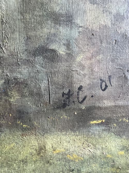 EARLY 20THC OIL ON CANVAS FARMHOUSE SCENE - ADDITIONAL PHOTO 10