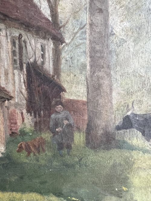 EARLY 20THC OIL ON CANVAS FARMHOUSE SCENE - ADDITIONAL PHOTO 11